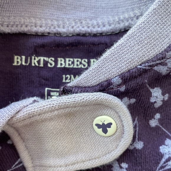 Burt’s Bees Baby‎ 12M Sleeper Footed Pajama Size 12M Purple Floral Sleeper - Picture 3 of 6